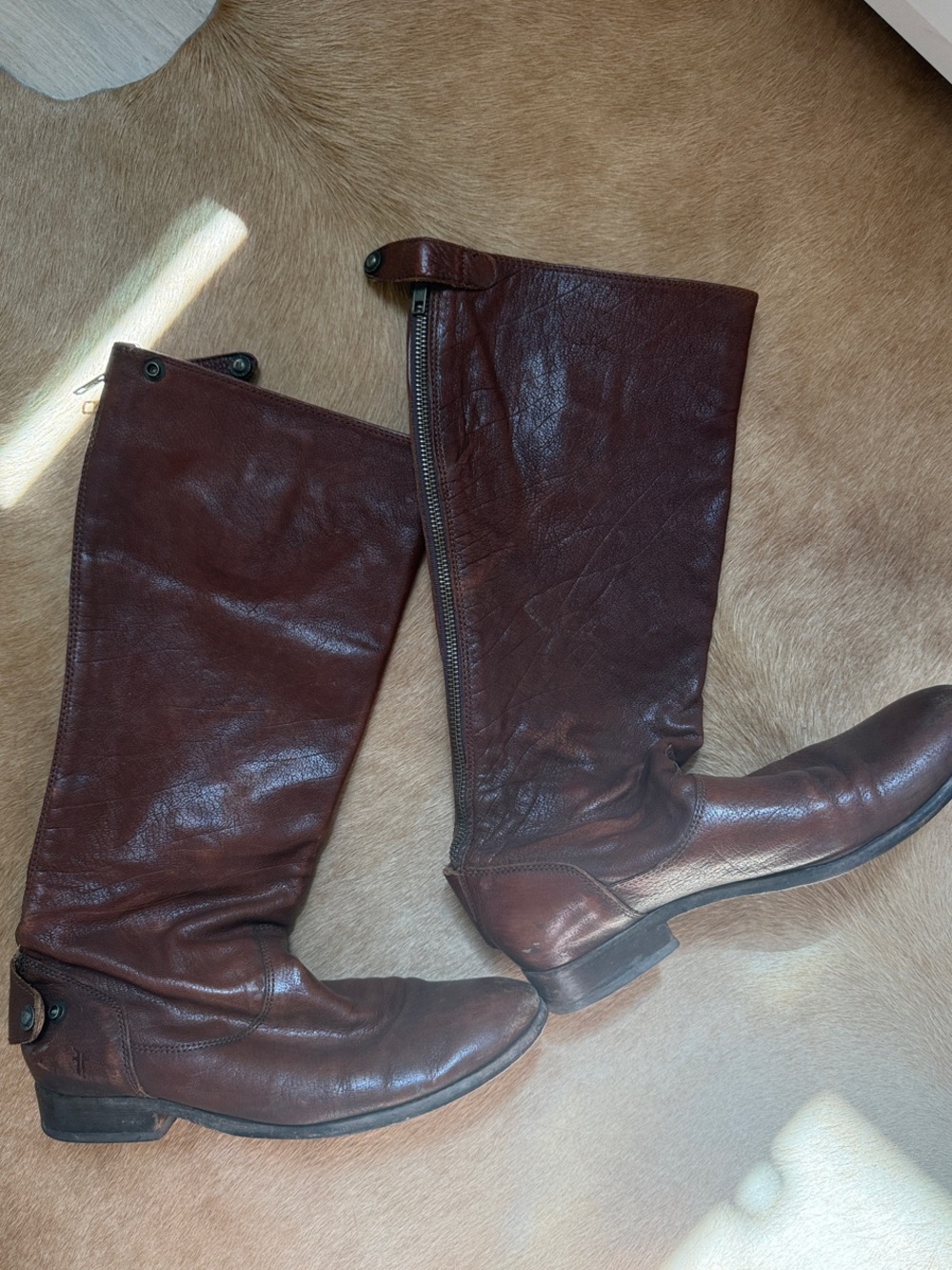 Frye Dark Brown Leather Over-the-Knee Zip Riding Boots